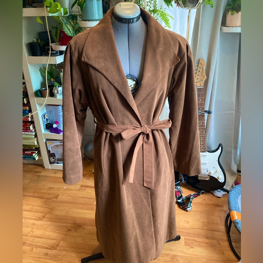 True 70s vintage ultra suede brown trench coat